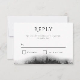 Misty Mountain Black Waterverf bruiloft RSVP Kaartje