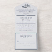 Misty Mountain Blue Grey White Elegant All In One Uitnodiging (Binnen)