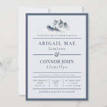 Misty Mountain Blue Grey White Elegant Border