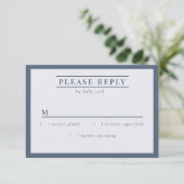 Misty Mountain Blue Grey White Elegant RSVP Kaartje (Staand voorkant)