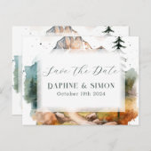 Misty Mountain bruiloft Aankondigingskaart (Voorkant / Achterkant)