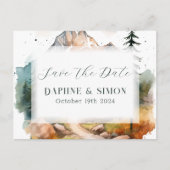 Misty Mountain bruiloft Aankondigingskaart (Voorkant)