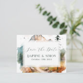Misty Mountain bruiloft Aankondigingskaart (Staand voorkant)