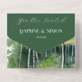 Misty Mountain bruiloft All In One Uitnodiging (Achterkant)