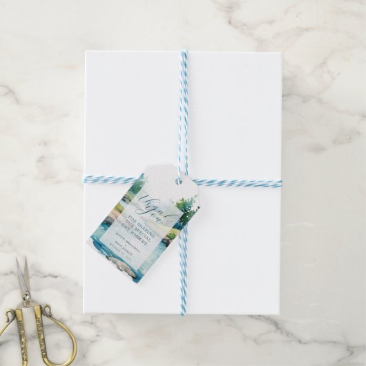 Misty Mountain bruiloft Cadeaulabel (Met Touw)