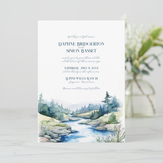 Misty Mountain bruiloft Kaart (Staand voorkant)