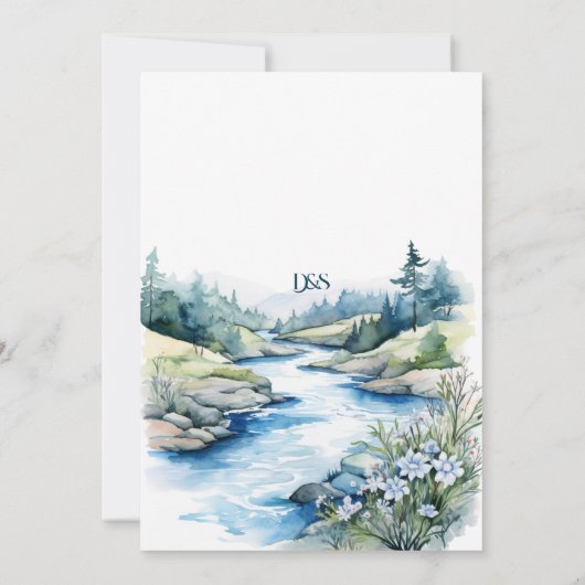 Misty Mountain bruiloft Kaart (Achterkant)