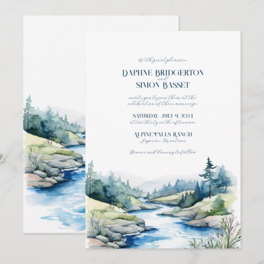 Misty Mountain bruiloft Kaart (Voorkant / Achterkant)