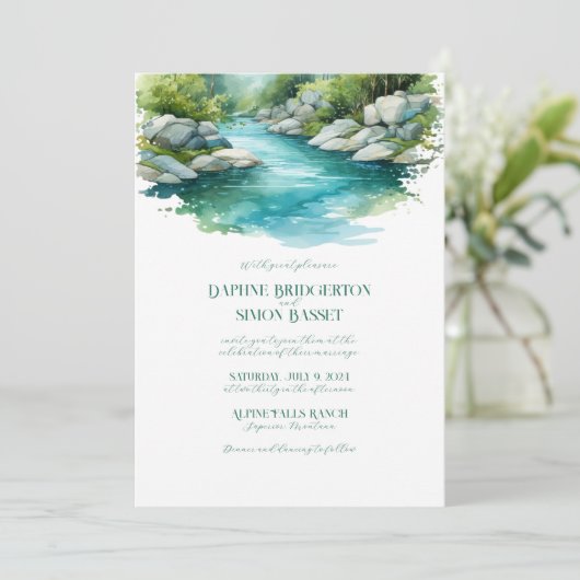 Misty Mountain bruiloft Kaart (Staand voorkant)