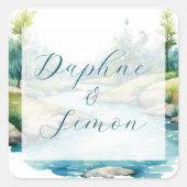 Misty Mountain bruiloft Vierkante Sticker (Voorkant)