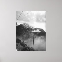 Misty Mountain Canvas Zwart & Wit Muurdecoratie