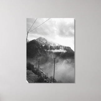 Misty Mountain Canvas Zwart & Wit Muurdecoratie