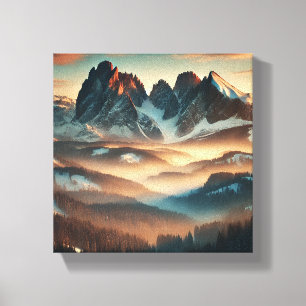 Misty Mountain Canvasprint Muur Kunst Canvas Afdruk