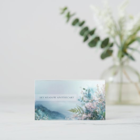 Misty Mountain Fern Gold Frame Serene Visitekaartje (Staand voorkant)