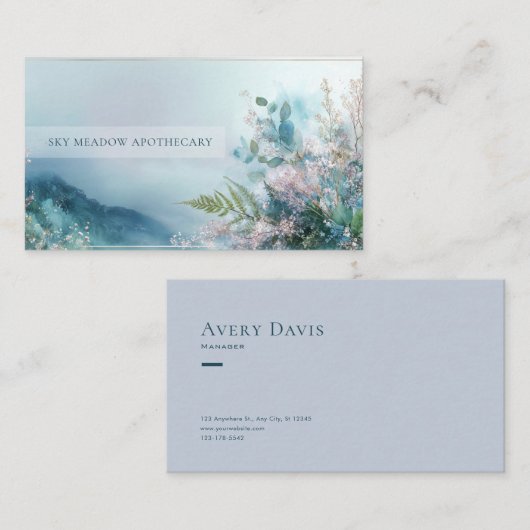 Misty Mountain Fern Gold Frame Serene Visitekaartje (Voorkant / Achterkant)