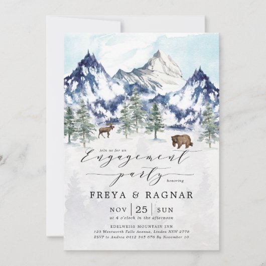 Misty Mountain Forest Adventure Engagement Party Kaart (Voorkant)