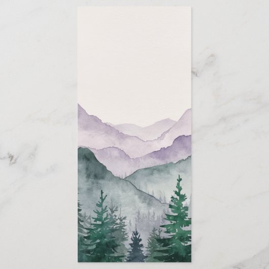 Misty Mountain Forest bruiloft Menu (Achterkant)