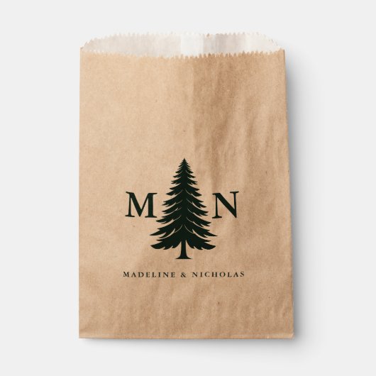 Misty Mountain Forest Green Pine Tree Wedding Bedankzakje (Voorkant)