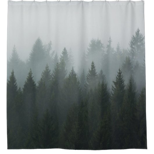Misty Mountain Forest herfstmist Douchegordijn (Voorkant)