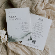 Misty Mountain Forest Rustic Wedding Invitation