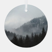 Misty Mountain Forest: Schilderachtig landschap Ui Glas Ornament (Achterkant)