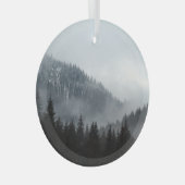 Misty Mountain Forest: Schilderachtig landschap Ui Glas Ornament (Voorkant Rechts)
