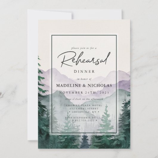 Misty Mountain Forest Script Oefendiner Kaart (Voorkant)