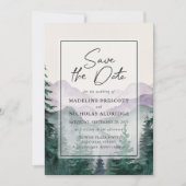 Misty Mountain Forest-script Save the Date-Kaart Kaart (Voorkant)