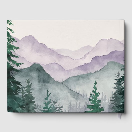 Misty Mountain Forest Waterverf bruiloft Gastenboek (Achterkant)