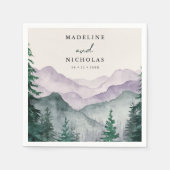 Misty Mountain Forest Waterverf bruiloft Servet (Voorkant)
