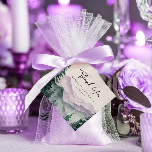 Misty Mountain Forest Wedding Bedankt Bedankjes Labels