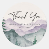 Misty Mountain Forest Wedding Bedankt Ronde Sticker (Voorkant)