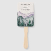 Misty Mountain Forest Wedding Programma Handwaaier (Voorkant)