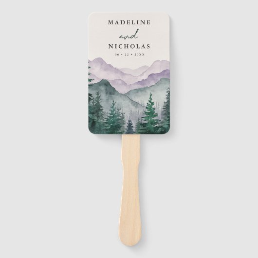 Misty Mountain Forest Wedding Programma Handwaaier (Voorkant)