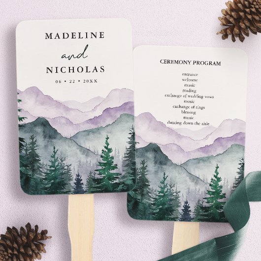 Misty Mountain Forest Wedding Programma Handwaaier