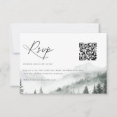 Misty Mountain Forest Wedding QR-code RSVP Kaartje (Voorkant)