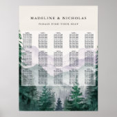 Misty Mountain Forest Wedding Seating Chart Poster (Voorkant)