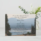 Misty Mountain Lake bruiloft uitnodiging (Staand voorkant)