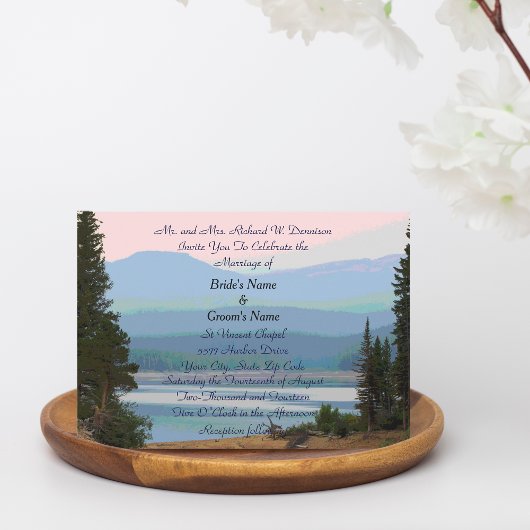 Misty Mountain Lake Dream Wedding Invitation Kaart