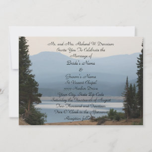 Misty Mountain Lake Wedding Invitation Kaart