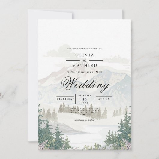 Misty Mountain Landscape Wedding Kaart (Voorkant)