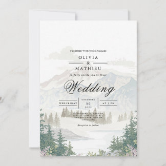 Misty Mountain Landscape Wedding Kaart