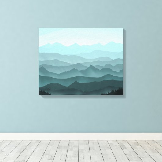 Misty Mountain Layers Canvas Afdruk (Insitu (Houten vloer))