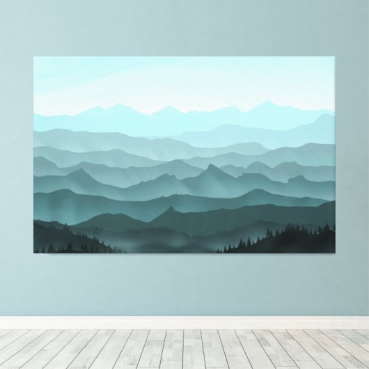 Misty Mountain Layers Canvas Afdruk (Insitu (Houten vloer))