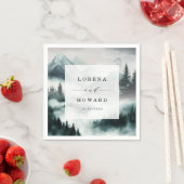 Misty Mountain Moon Pine Forest bruiloft servetten (Insitu)