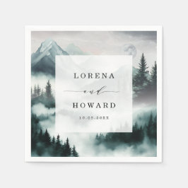Misty Mountain Moon Pine Forest bruiloft servetten