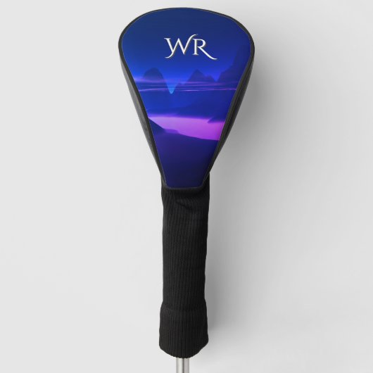 Misty Mountain Paarse monogram Golfheadcover (Voorkant)