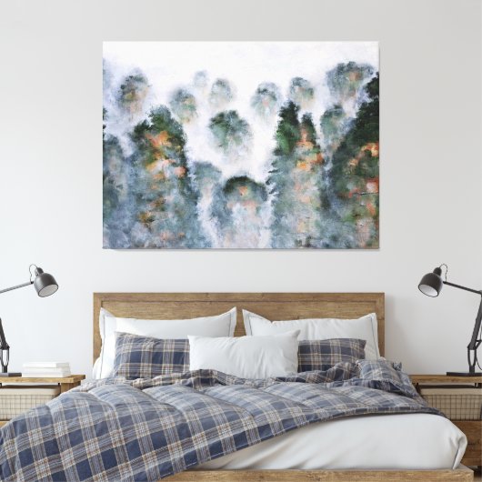 Misty Mountain Peaks Rocks Tranquility Serenity Ge Canvas Afdruk (Insitu (Slaapkamer))