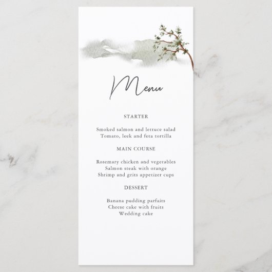Misty Mountain Pine branch Wedding Menu (Voorkant)