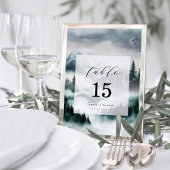 Misty Mountain Pine Forest Trouwtafel Nummer Kaart